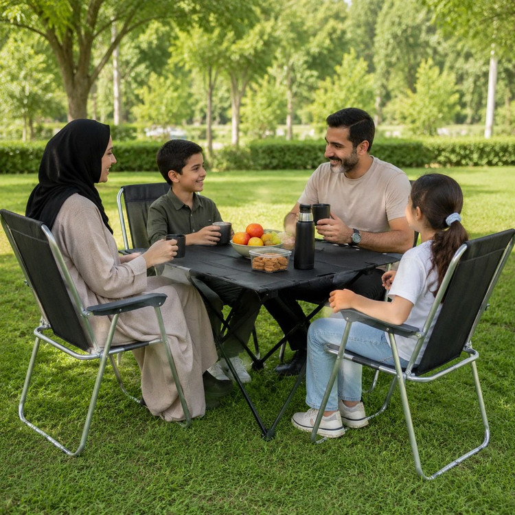 خرید عمده میز سفری تاشو ۸۰×۵۵ و ارتفاع از سطح زمین 75 سانت به همراه کیف حمل | پک 5 عددی